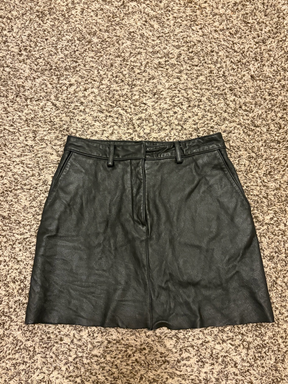 Vintage Wilsons 100% Leather Black Leather A-Line Skirt